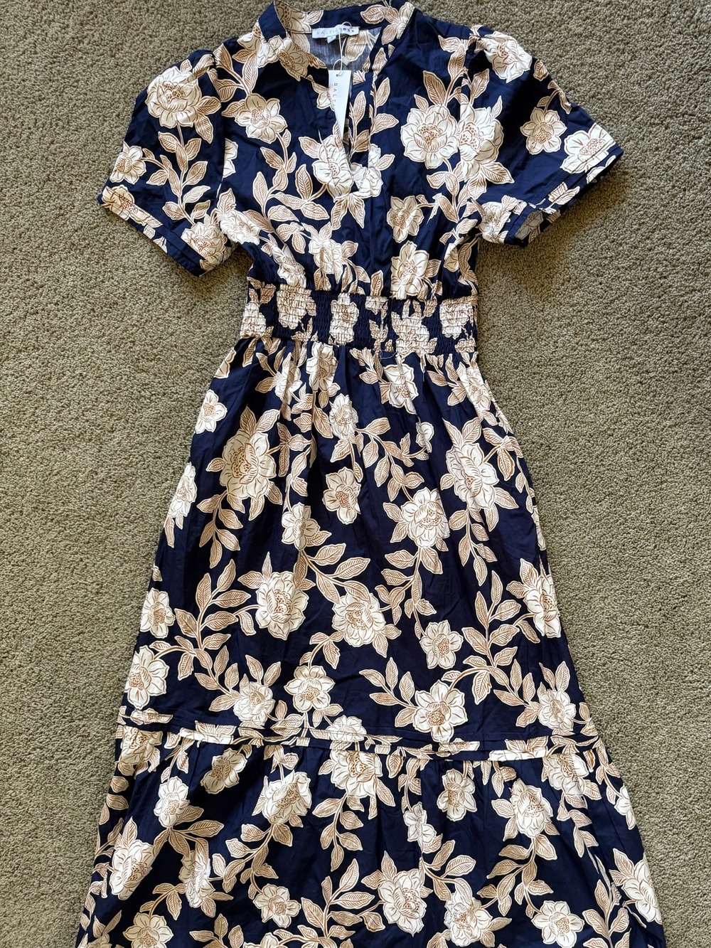 Womans Baltic Born Indigo Blue/Cream Floral Maxi Dress Style Sorrell size S NWT